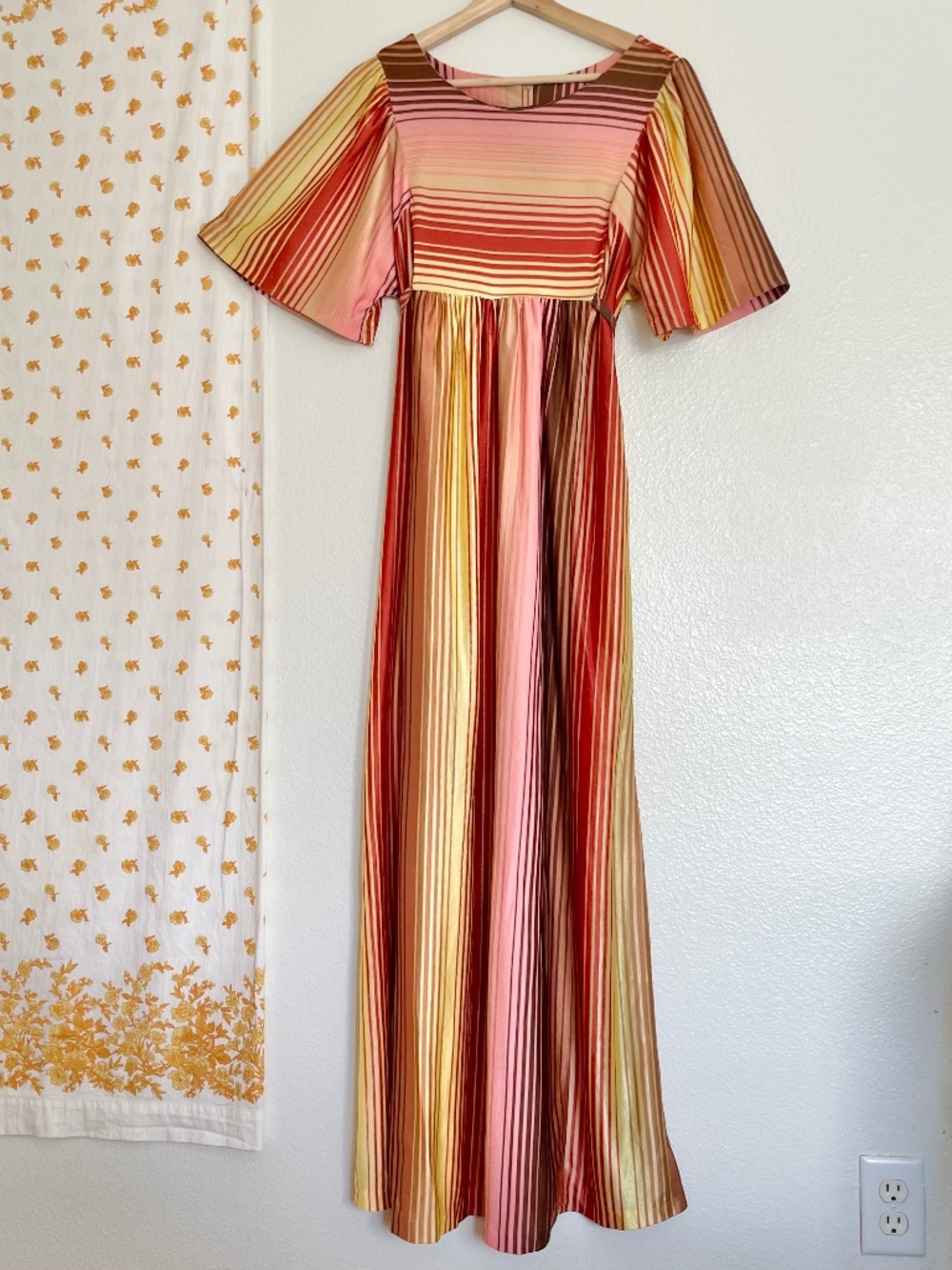 Vintage 70s JC Penney Striped Boho Maxi Dress Medium